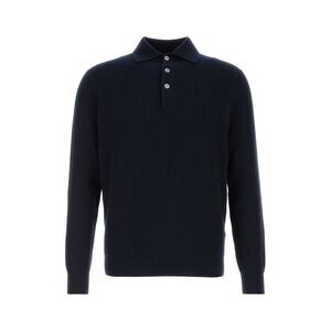 Fedeli Men Midnight Blue Wool Blend Polo Shirt